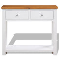 Solid Oak Wood Console Table with Two Drawers and Shelf W5766