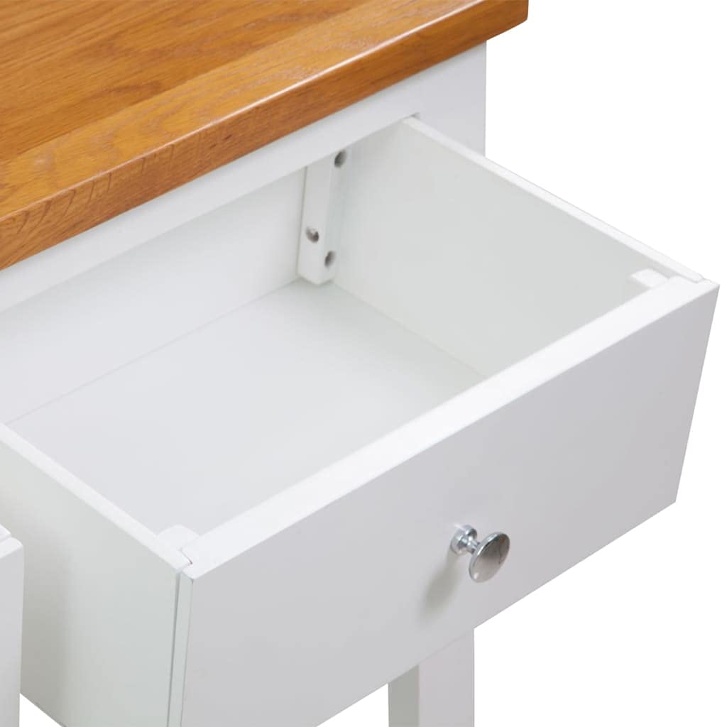 Solid Oak Wood Console Table with Two Drawers and Shelf W5766