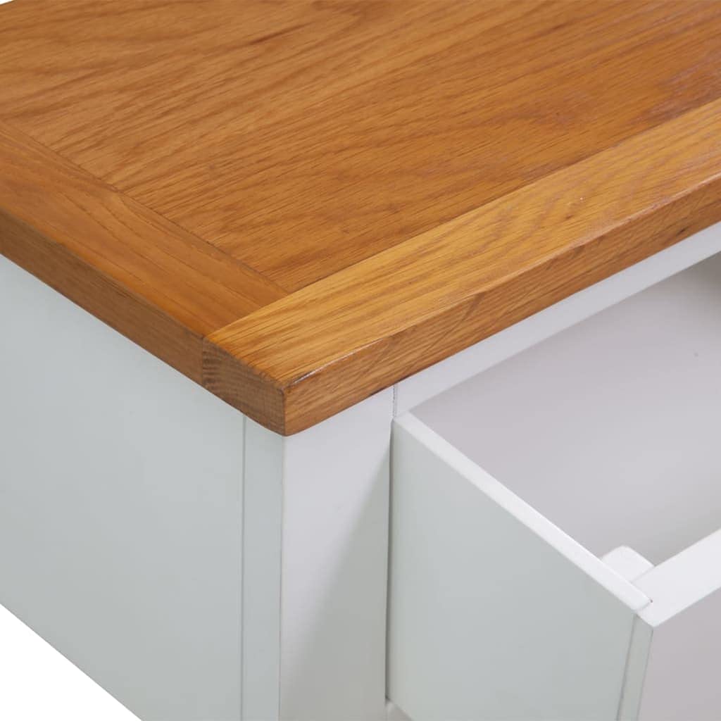 Solid Oak Wood Console Table with Two Drawers and Shelf W5766