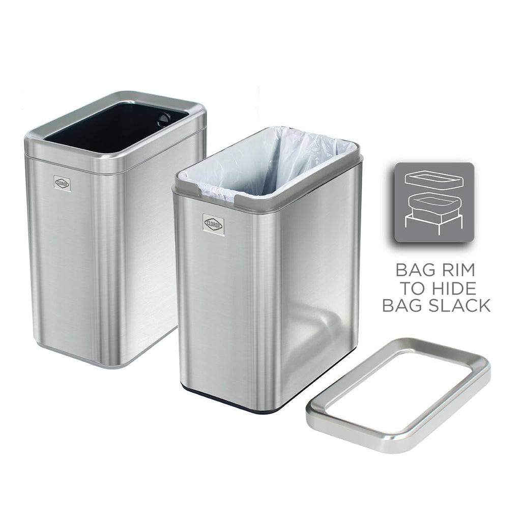2.6 Gallon Stainless Steel Slim Trash Can with Removable Bucket O505