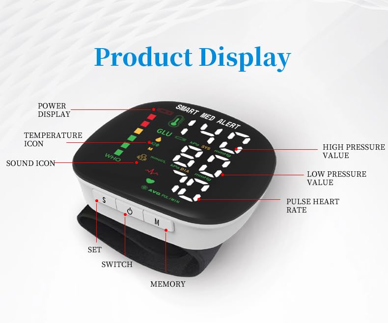 Rechargeable Wrist Blood Pressure Monitor with Adjustable Cuff G40189