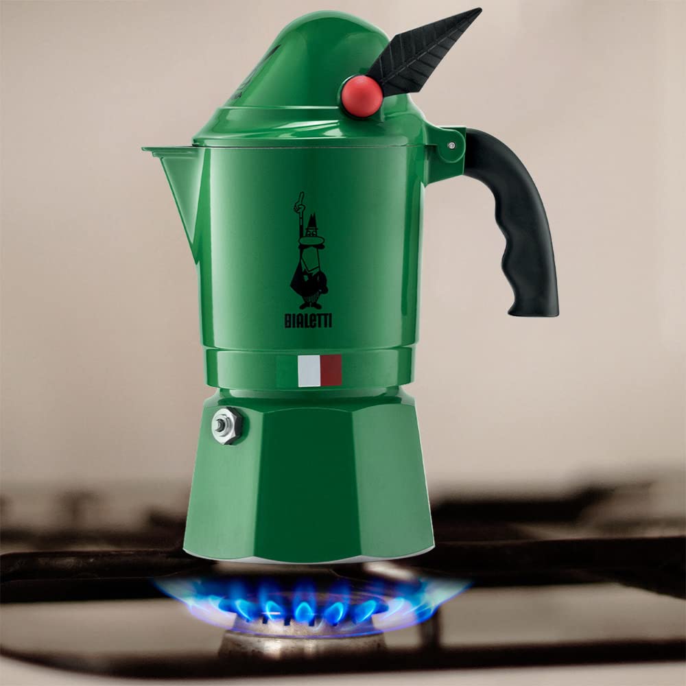 Stovetop Espresso Maker, 3 Espresso Cups, Aluminum, Green Z68301