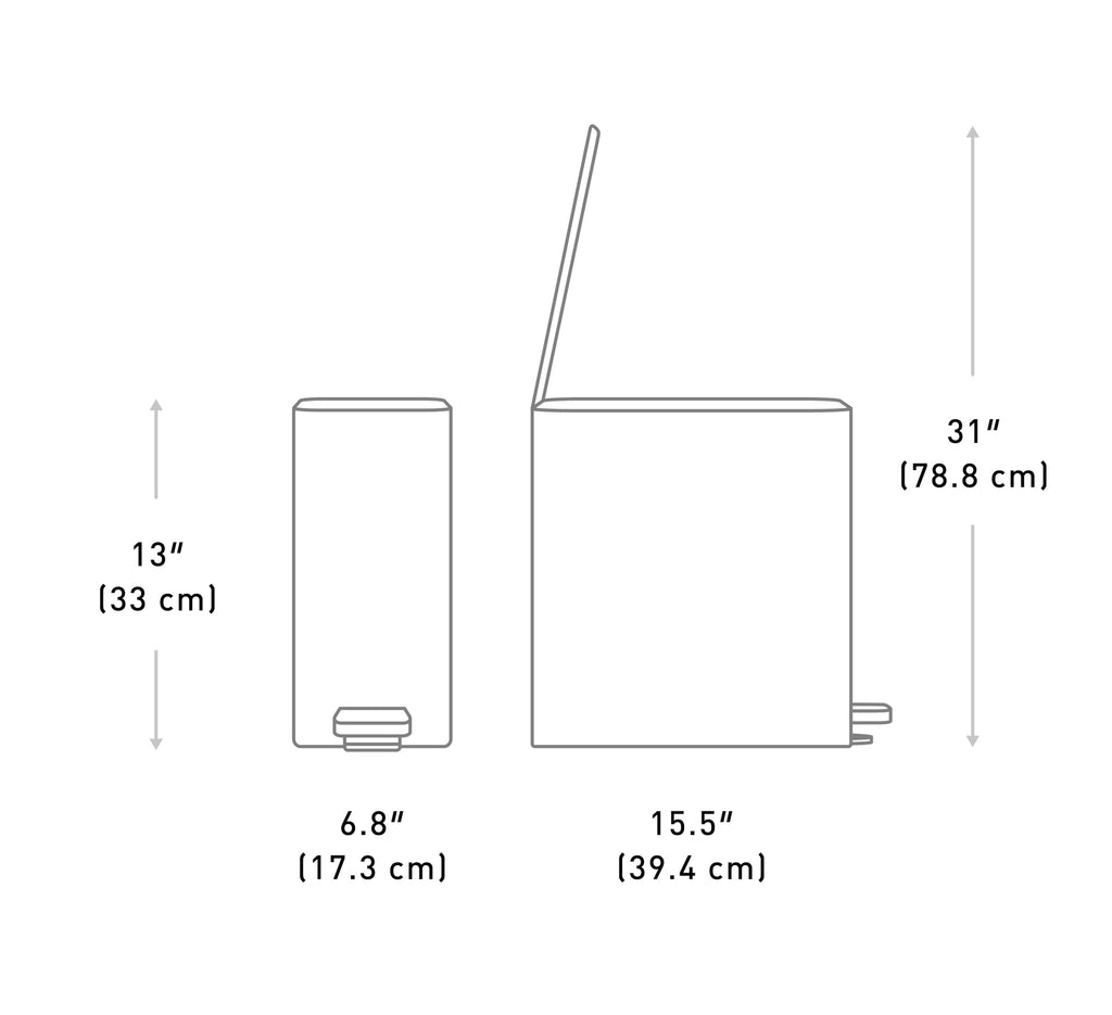 9L Brushed Stainless Steel Slim Step Trash Can L33428