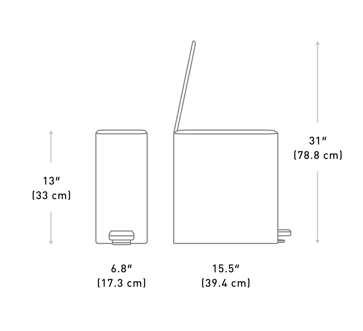 9L Brushed Stainless Steel Slim Step Trash Can L33428