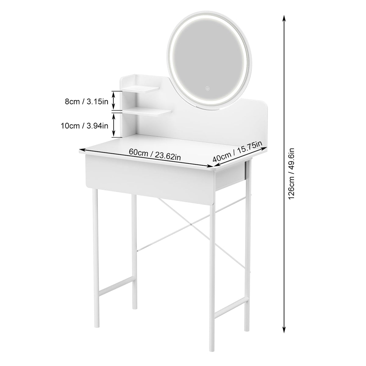 Vanity Desk with Mirror and LED Lights D99729