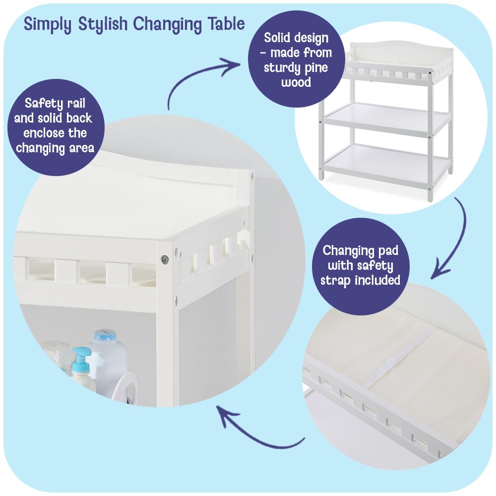 White Baby Changing Table with Pad & Storage Shelves B237315