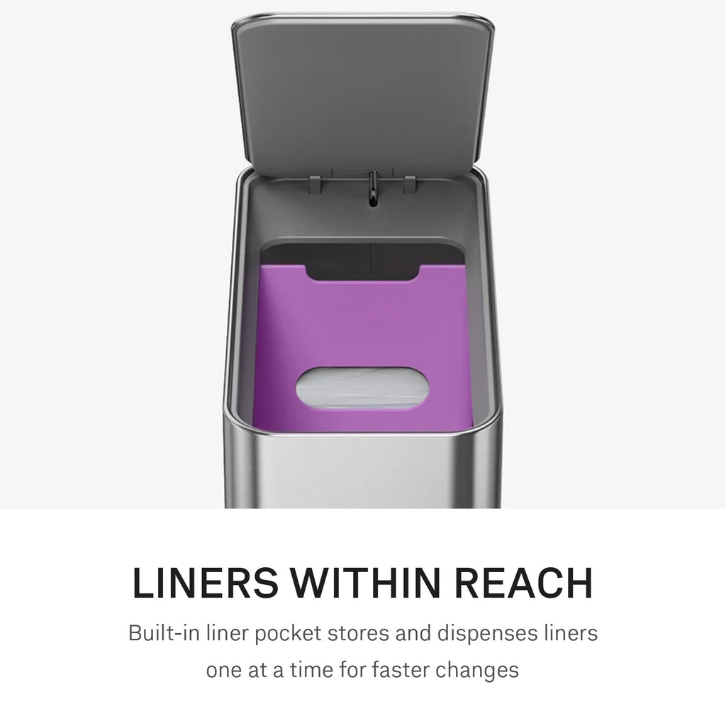 9L Brushed Stainless Steel Slim Step Trash Can L33428