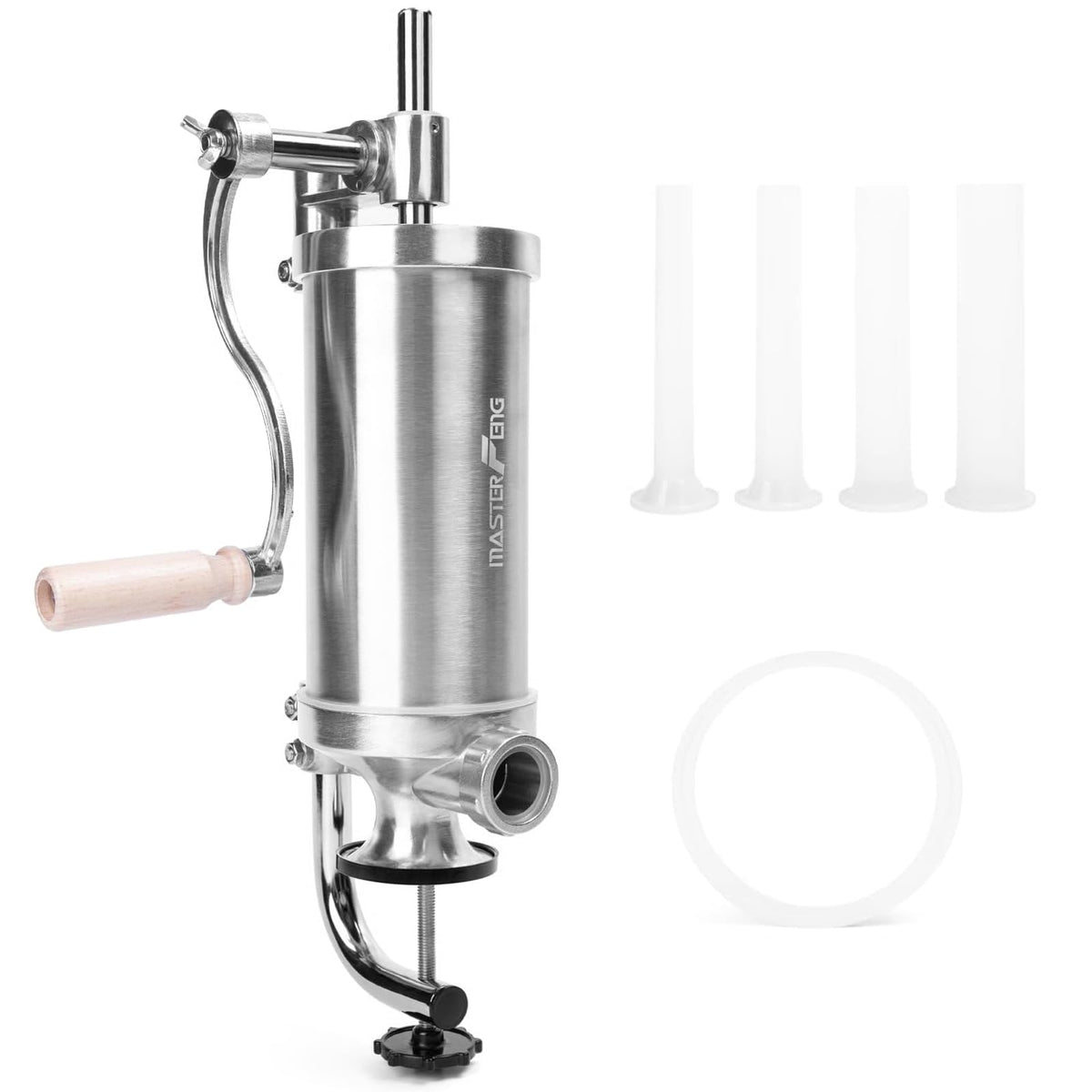 2.5 LBS Stainless Steel Sausage Stuffer with 4 Funnels T80669