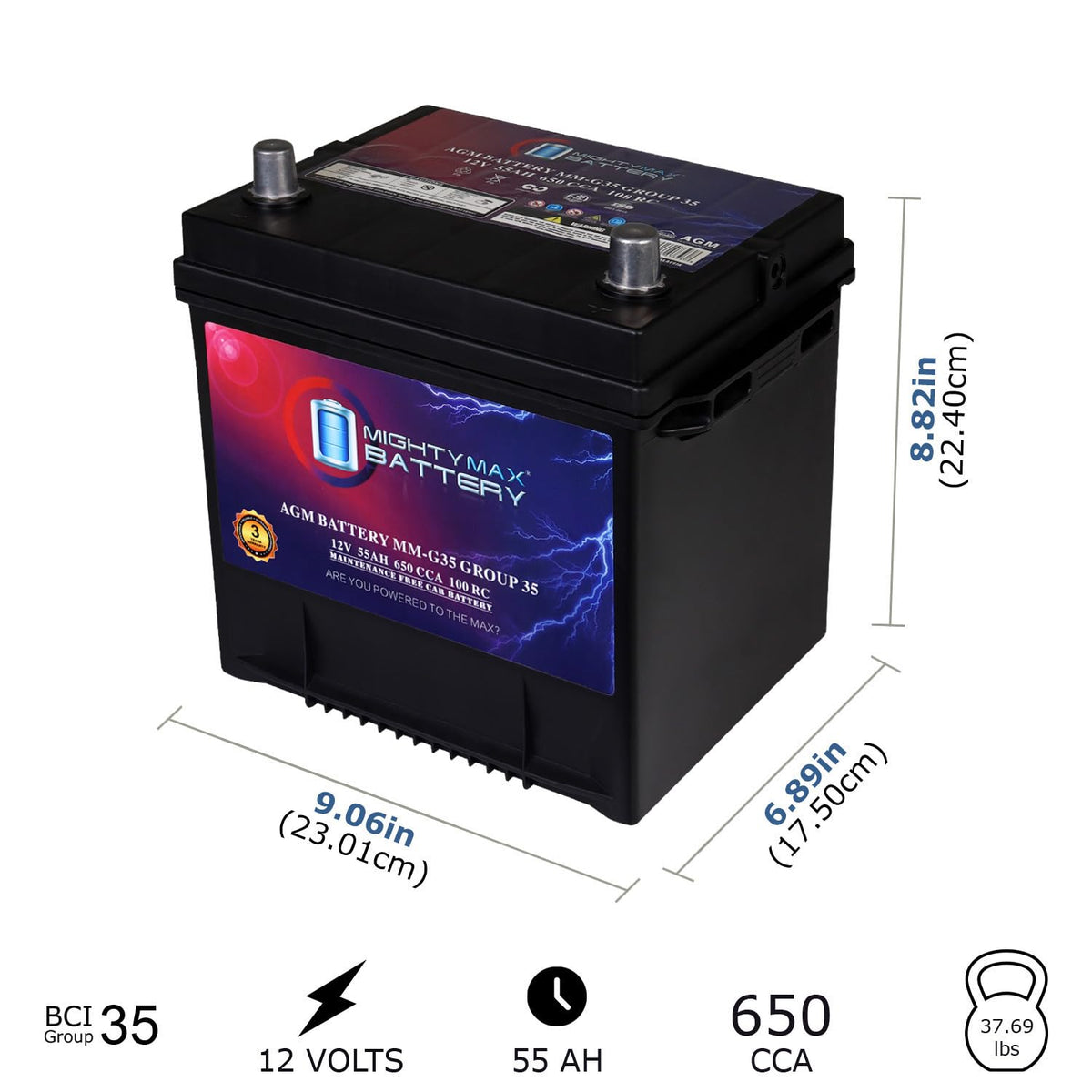 12V 55Ah AGM Replacement Battery A145