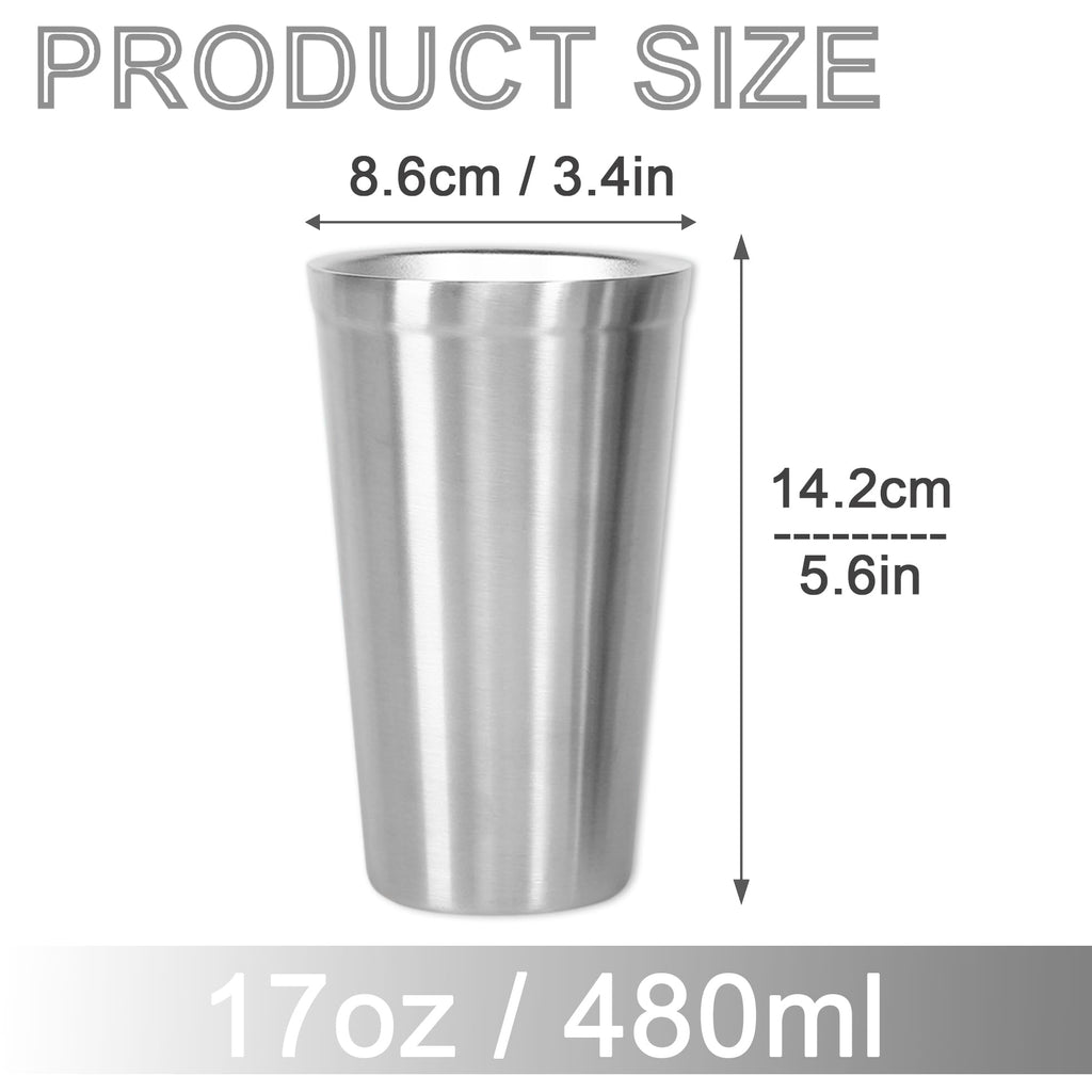 Stainless Steel Double Walled Insulated Cups Set of 2 Stackable 16oz C3104