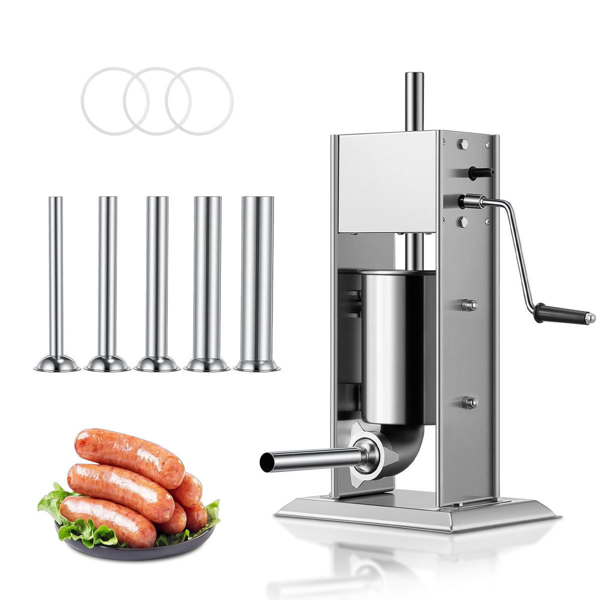 7LBS / 3L Dual Speed Sausage Stuffer with 5 Stuffing Tubes I63008