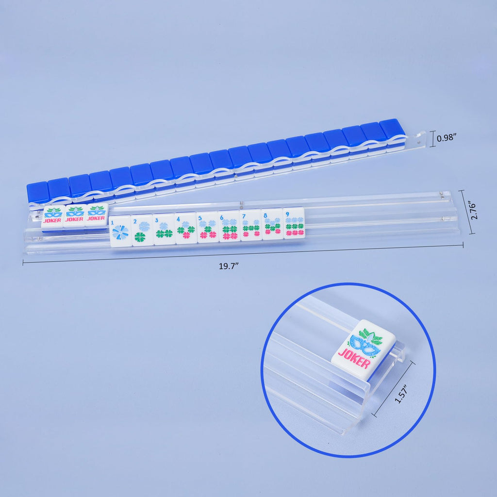 4-Pack Clear Acrylic Mahjong Racks with Pushers 19.7" U46587