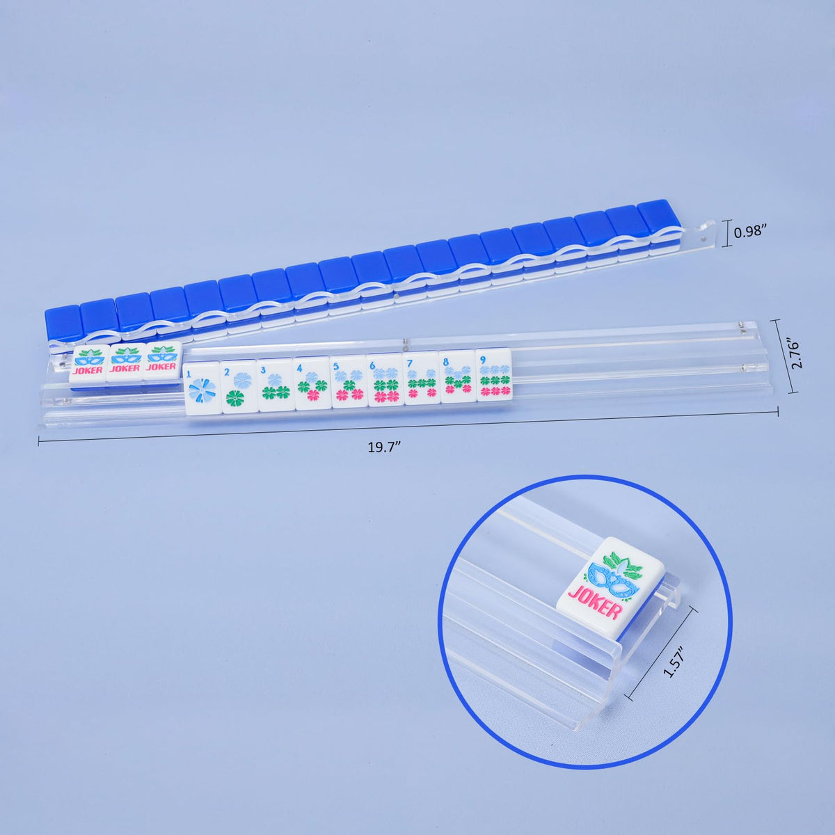 4-Pack Clear Acrylic Mahjong Racks with Pushers 19.7" U46587