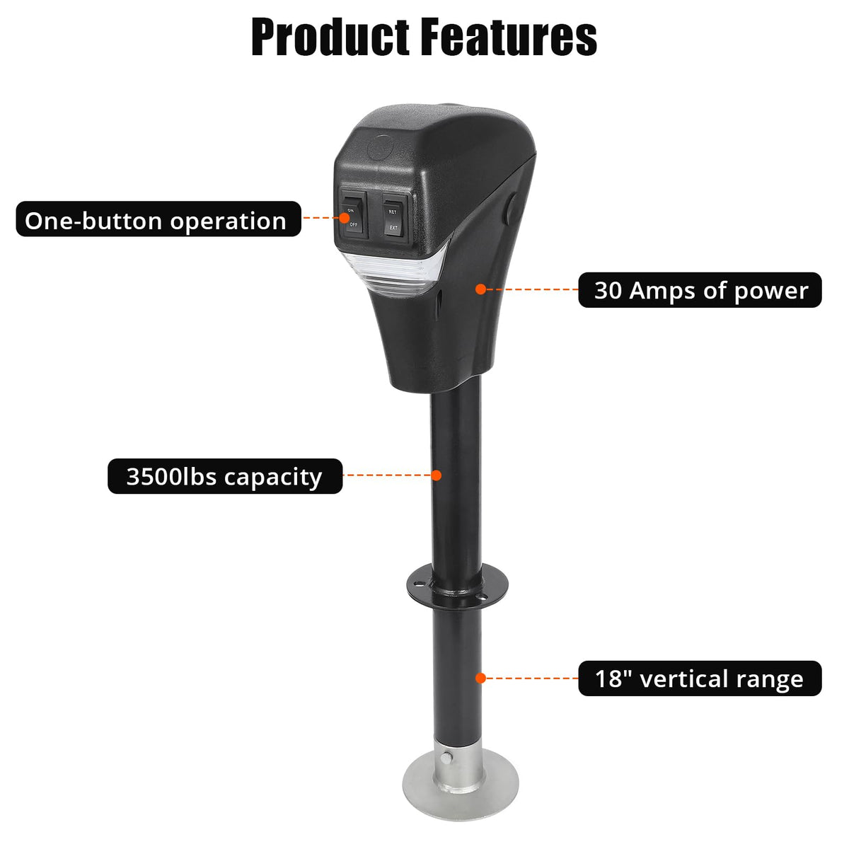 12V DC Electric Trailer Jack 3500 lbs A-Frame Tongue Jack with LED Light V49497
