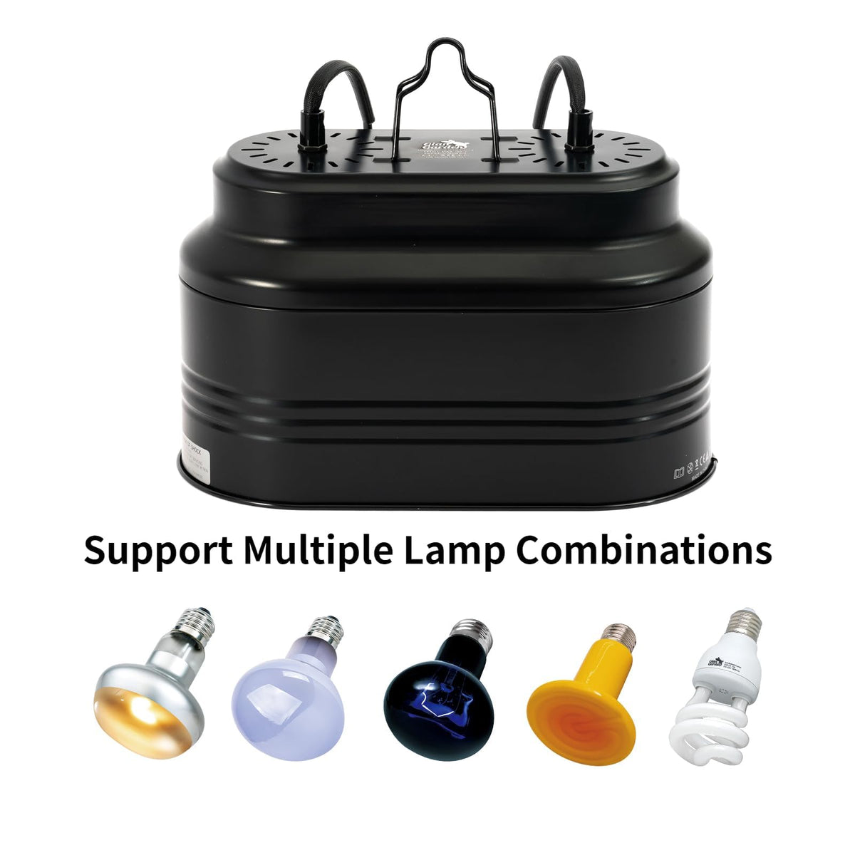 Reptile Light Fixture with 2 Switches, E26 Heat Lamp Fixture Z82238