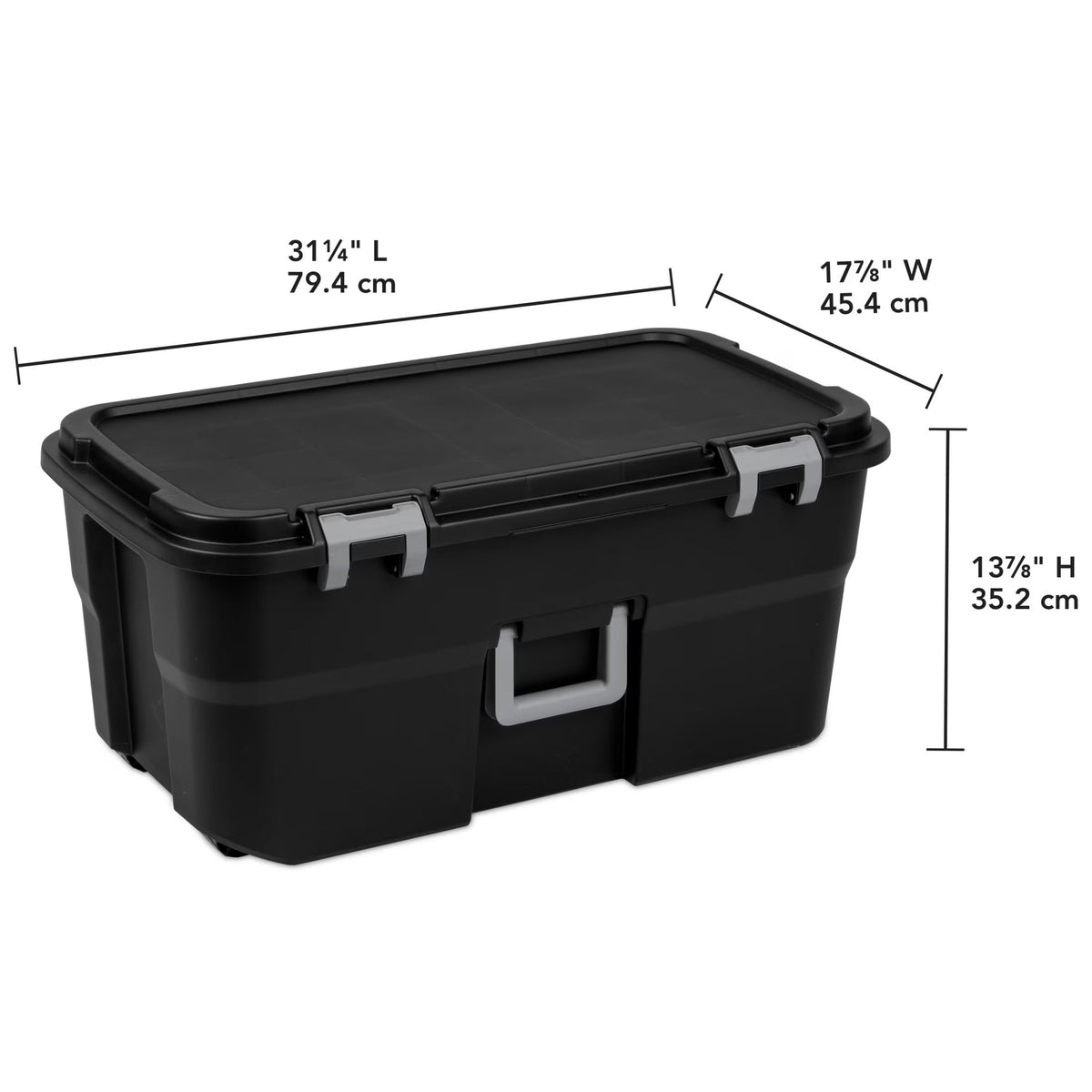 22 Gallon Black Wheeled Plastic Storage Trunk D51788