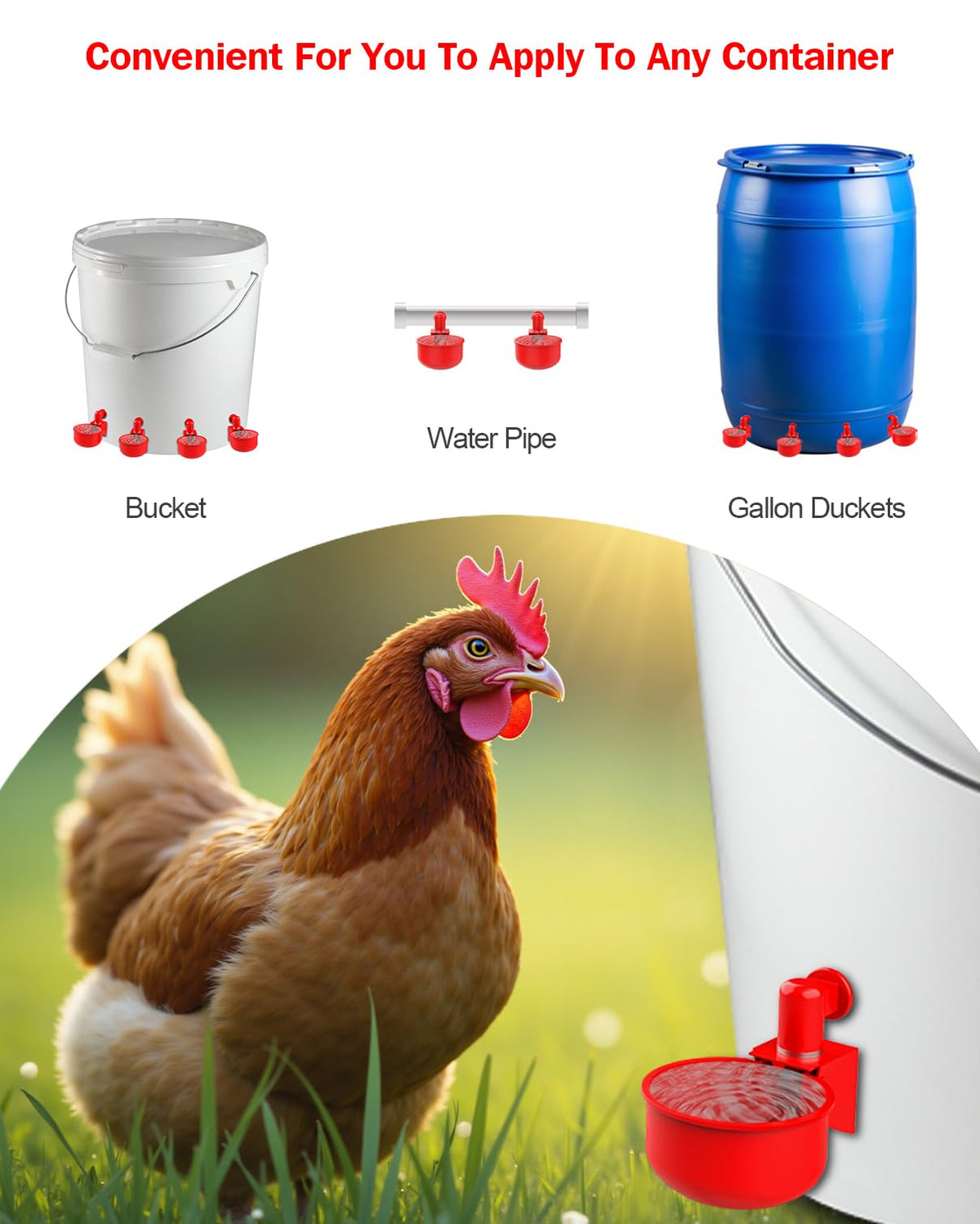 30 Packs Large Automatic Poultry Water Feeder Cups with Tee Fittings J843