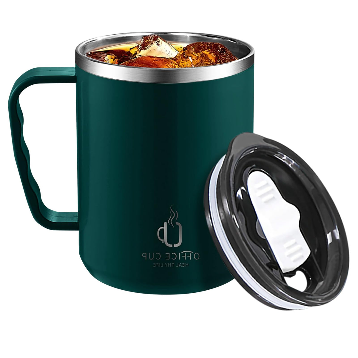 Stainless Steel Insulated Coffee Travel Mug with Lid & Handle 17 Oz J92097