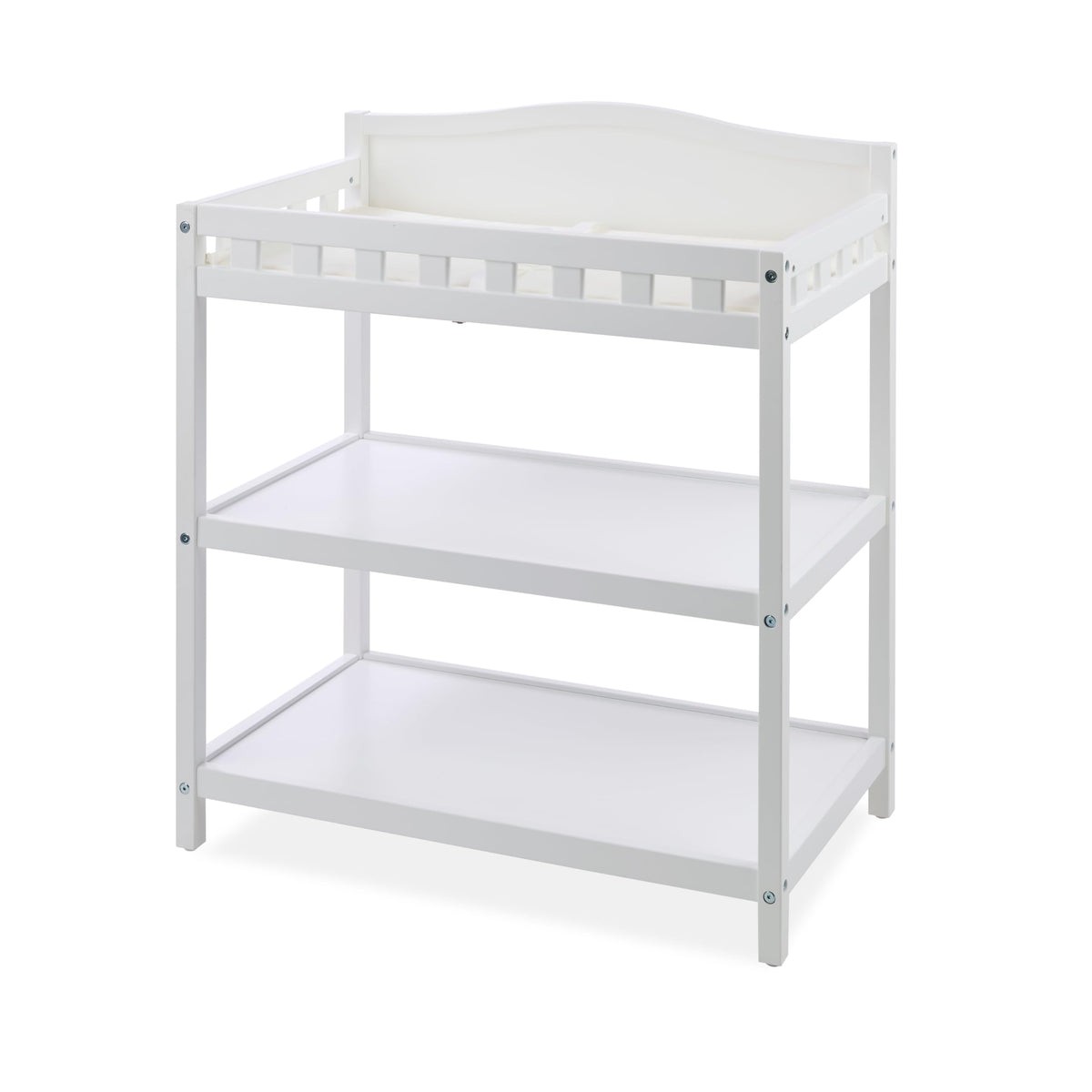 White Baby Changing Table with Pad & Storage Shelves B237315