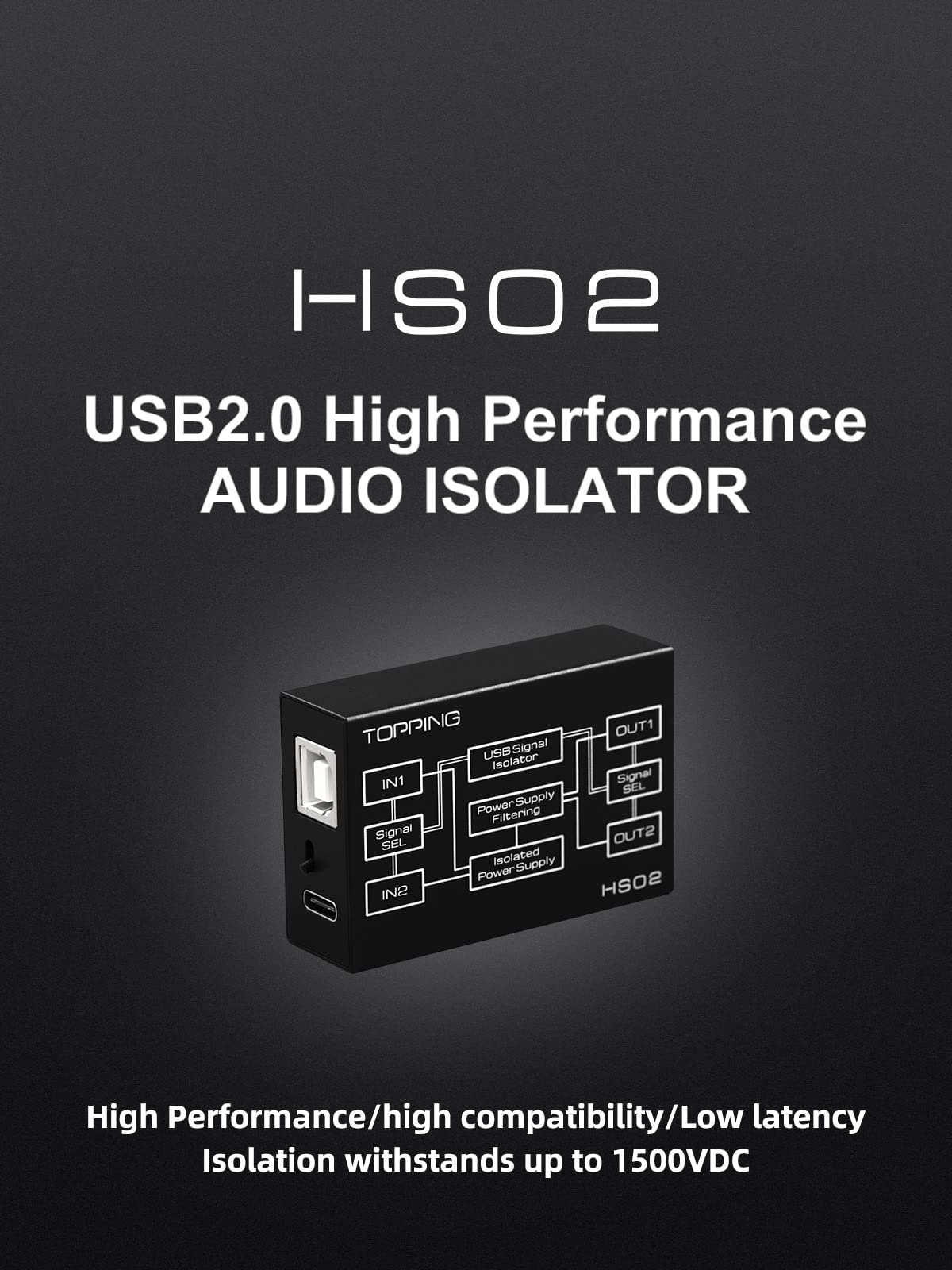 USB 2.0 Audio Isolator with USB-B and Type C Input K499