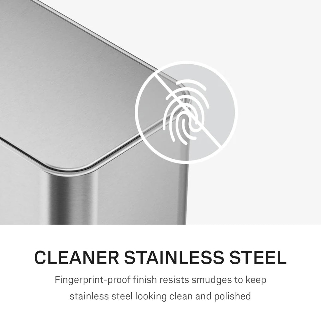 9L Brushed Stainless Steel Slim Step Trash Can L33428