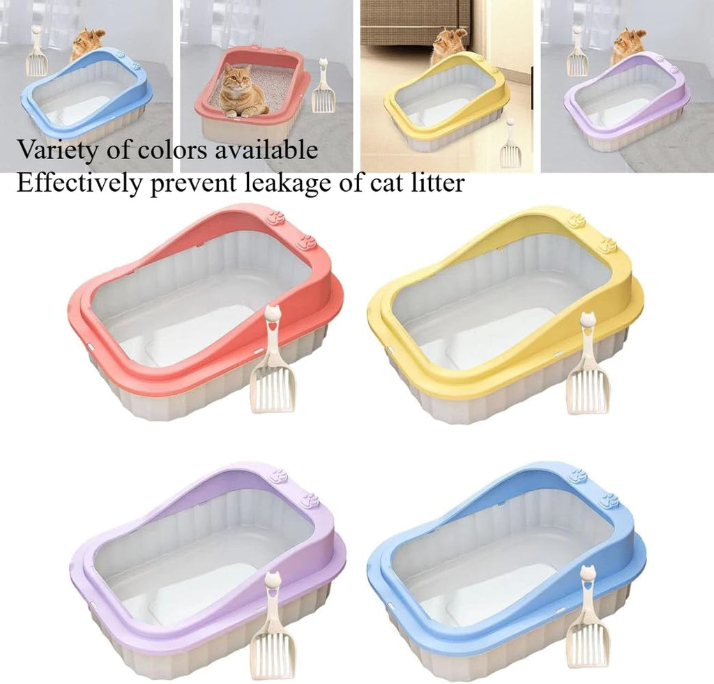Semi Enclosed Anti Splash Cat Litter Tray B4676