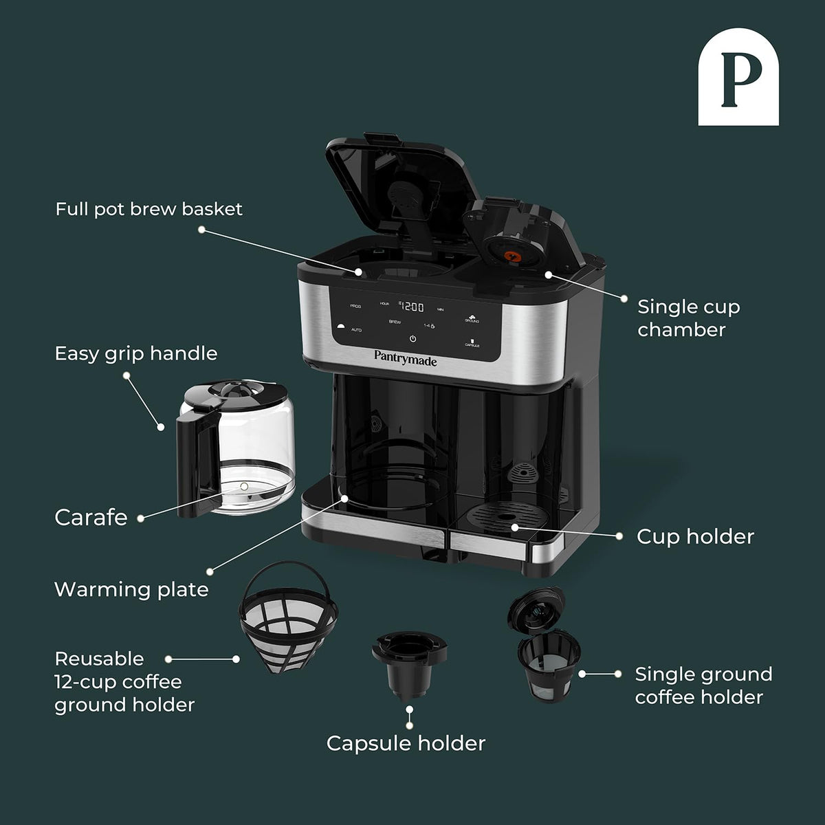 Black Dual Brew 12-Cup Coffee Maker J932260