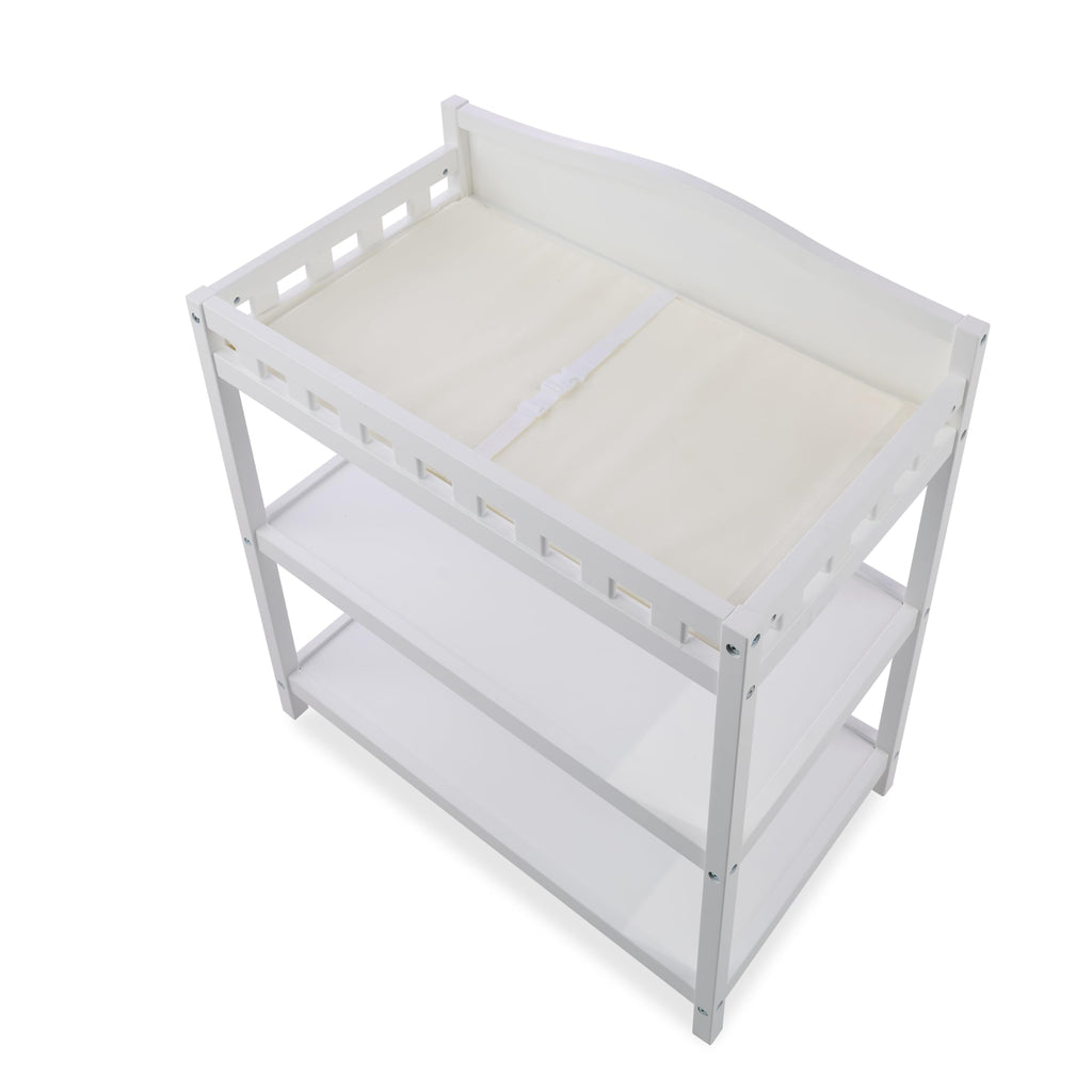 White Baby Changing Table with Pad & Storage Shelves B237315