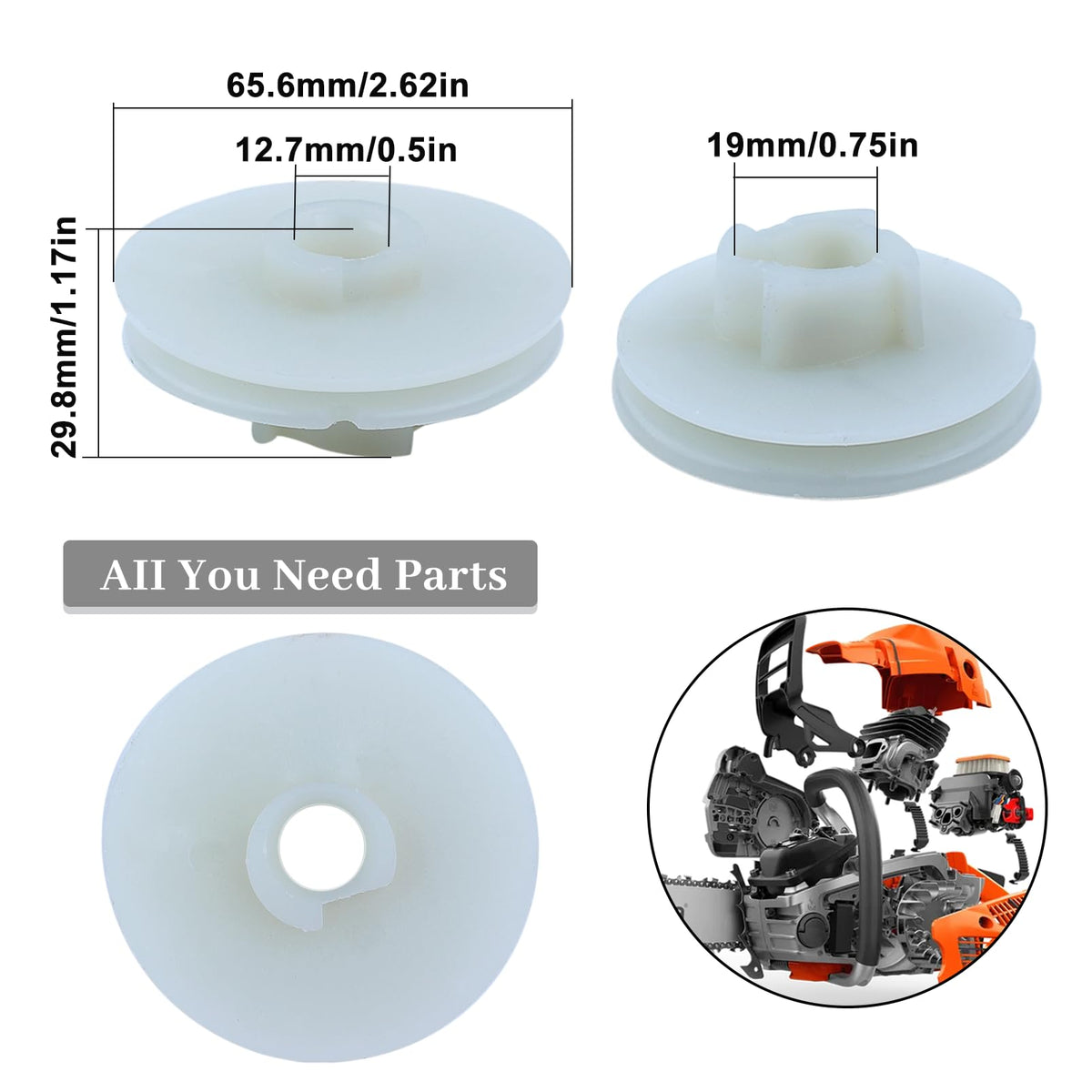 2Pcs Recoil Starter Pulley Chainsaw Replacement Parts V8131