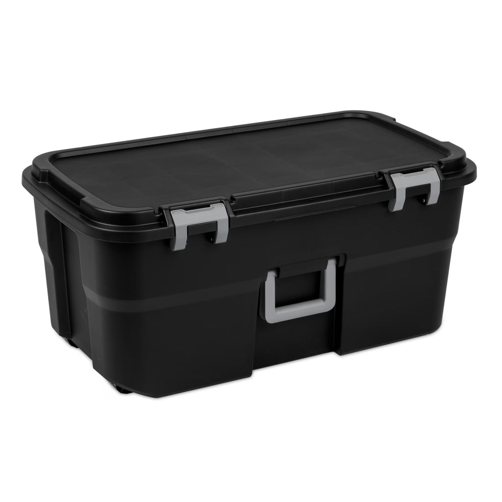 22 Gallon Black Wheeled Plastic Storage Trunk D51788