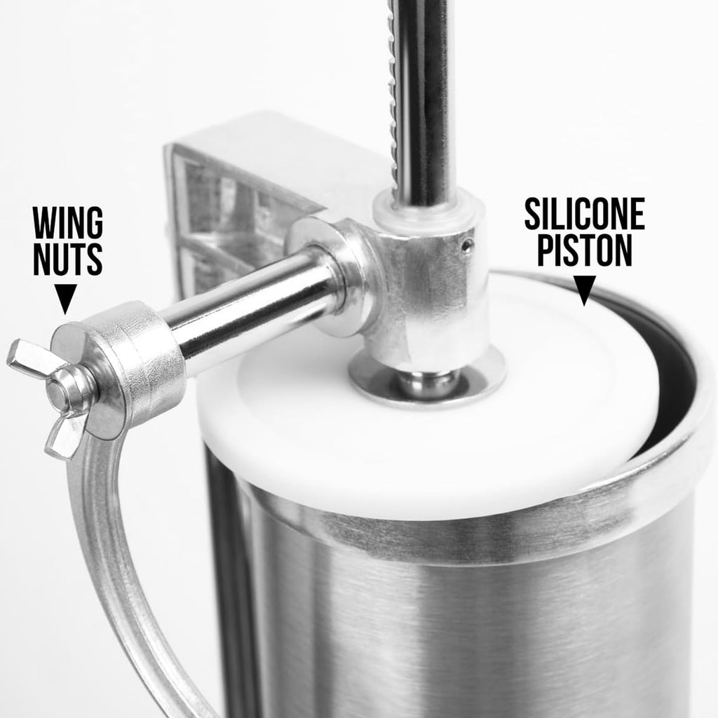 2.5 LBS Stainless Steel Sausage Stuffer with 4 Funnels T80669