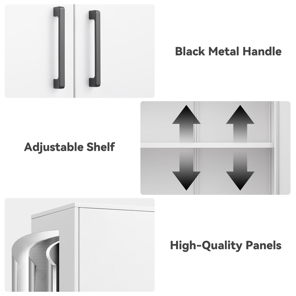 White Metal Wall Cabinet with Adjustable Shelf E3764