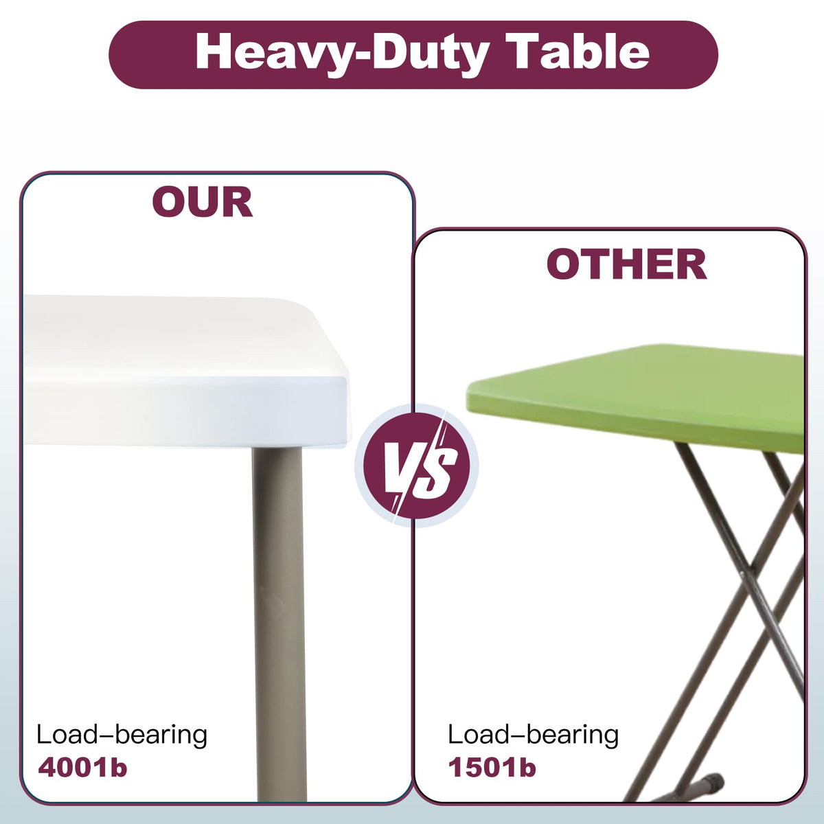 6FT White Folding Plastic Utility Table with Carrying Handle Z893