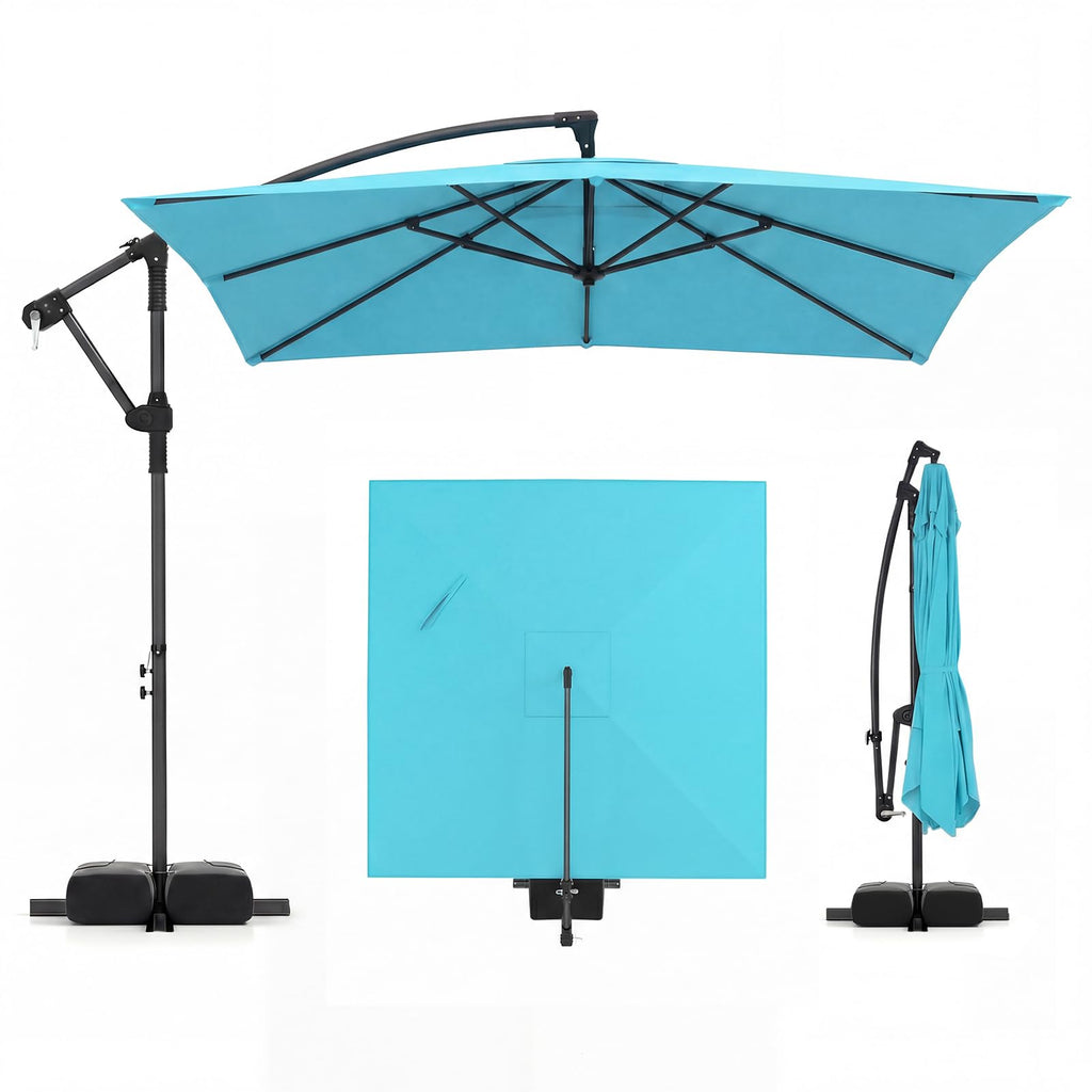 8x8 FT Square Offset Cantilever Patio Umbrella with Base U9972