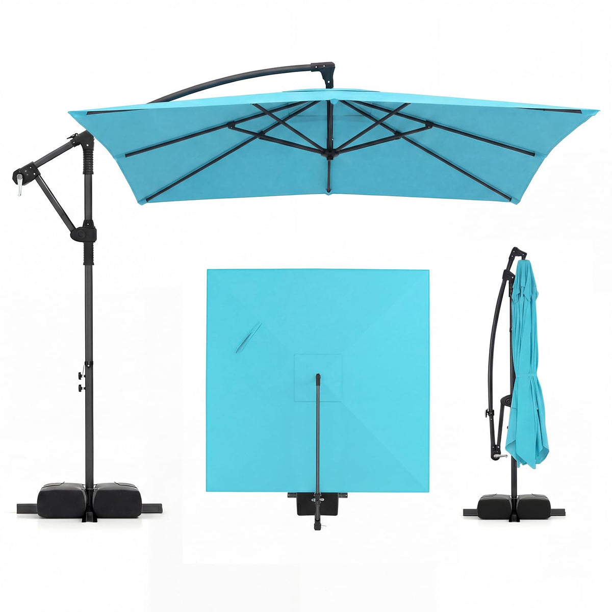 8x8 FT Square Offset Cantilever Patio Umbrella with Base U9972
