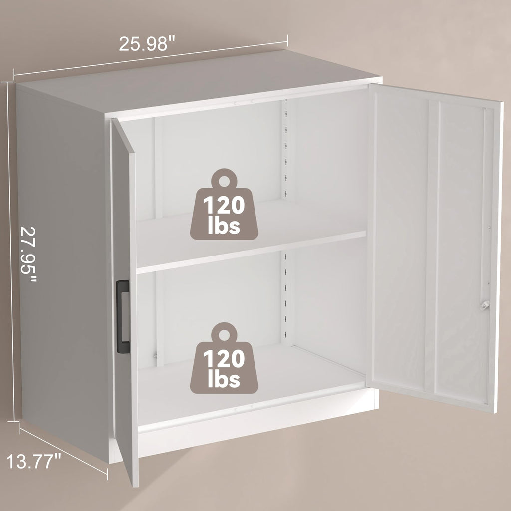 White Metal Wall Cabinet with Adjustable Shelf E3764