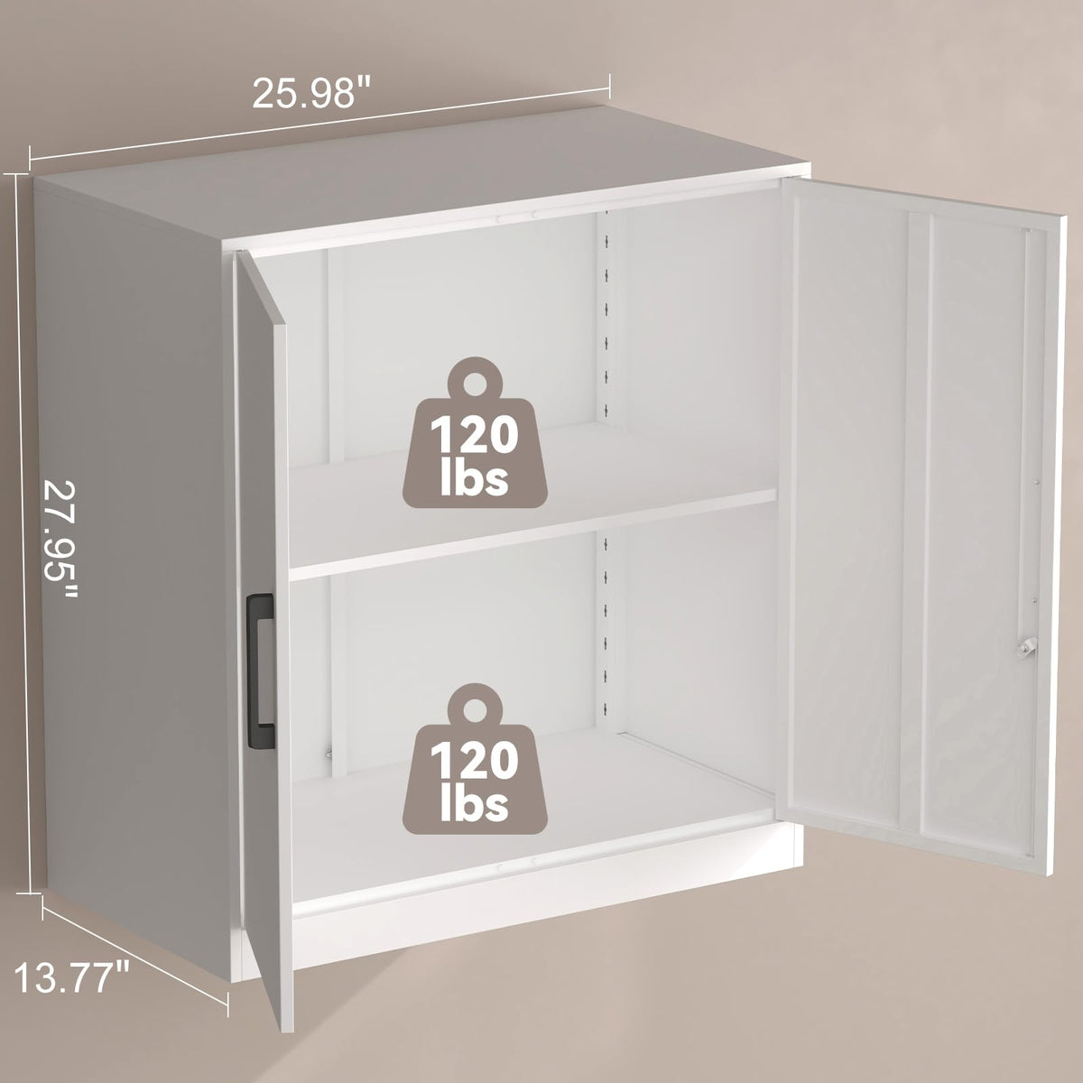 White Metal Wall Cabinet with Adjustable Shelf E3764
