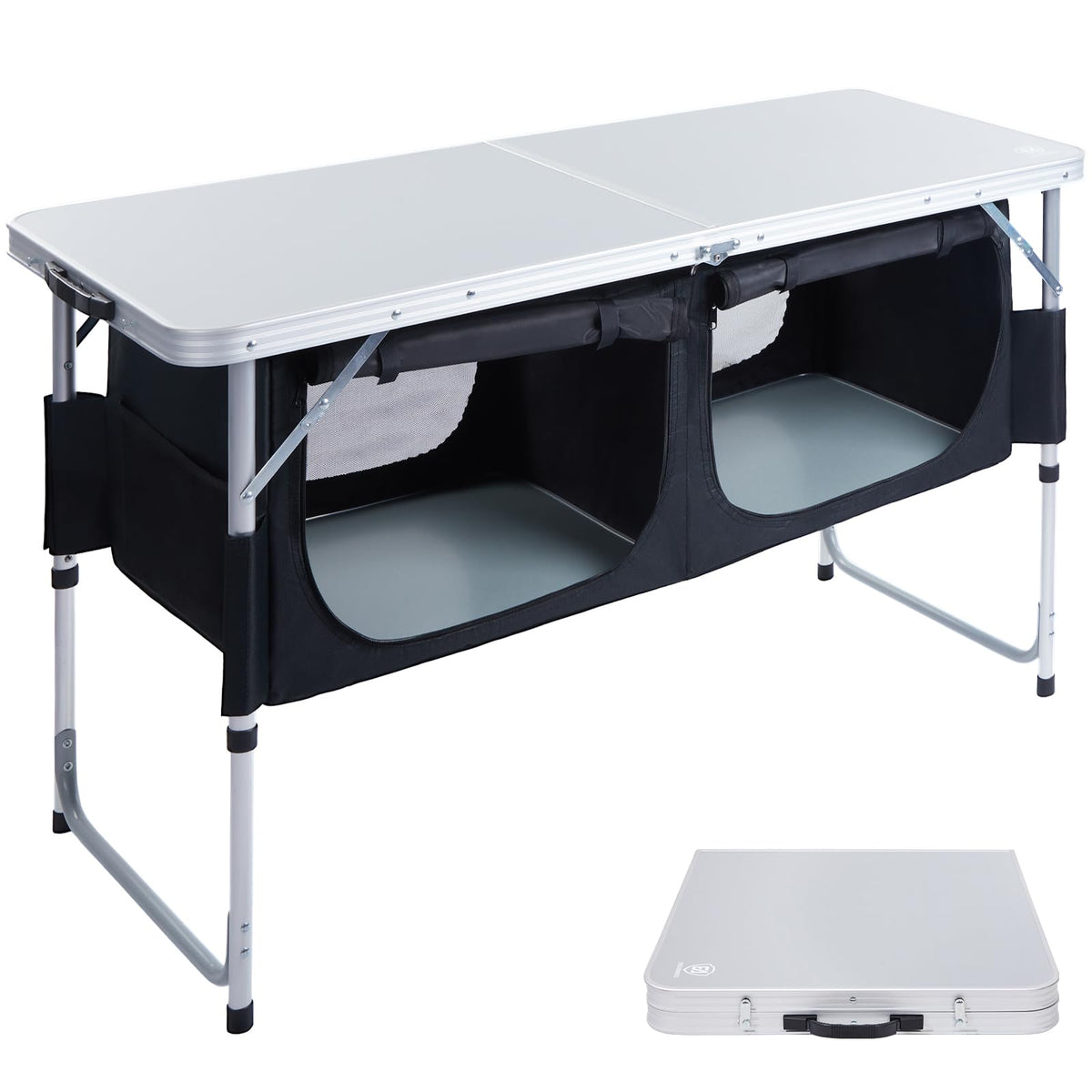 Folding Camping Table with Storage V3669