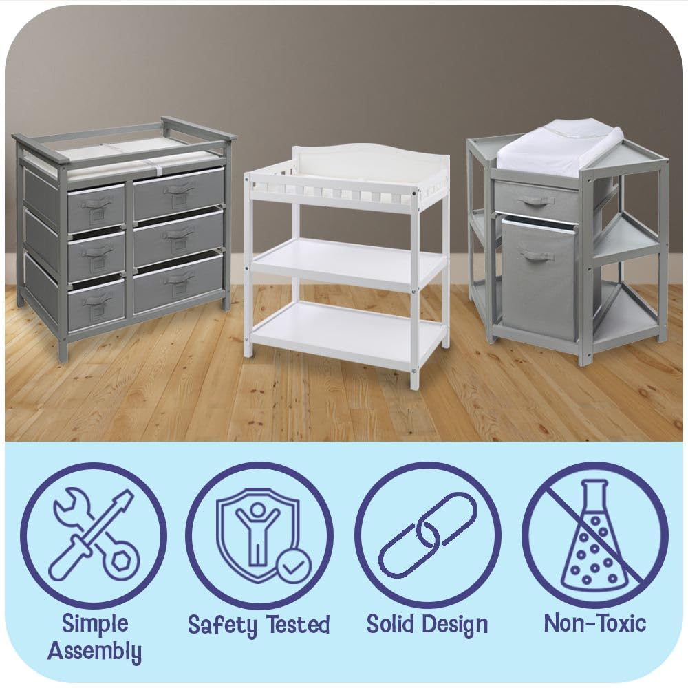 White Baby Changing Table with Pad & Storage Shelves B237315