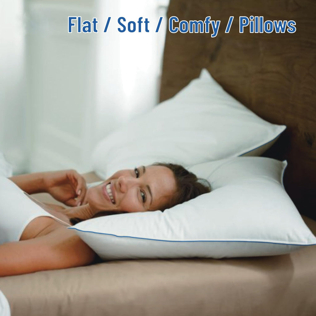 Soft Thin Standard Size Pillows Set of 2 with Down Alternative Fill White G17800