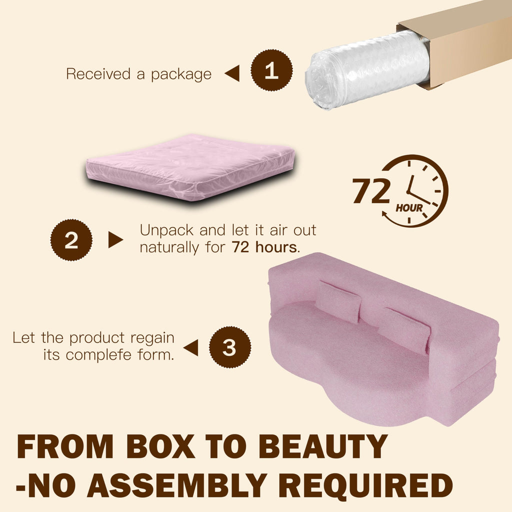 78" Full Size Pink Folding Sofa Bed T50584