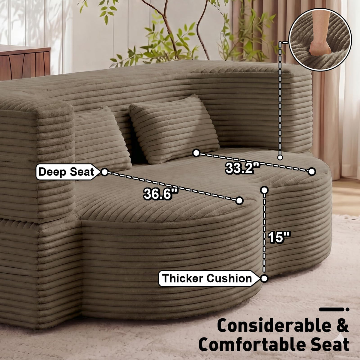 Brown Corduroy Convertible Futon Sofa Bed N39209