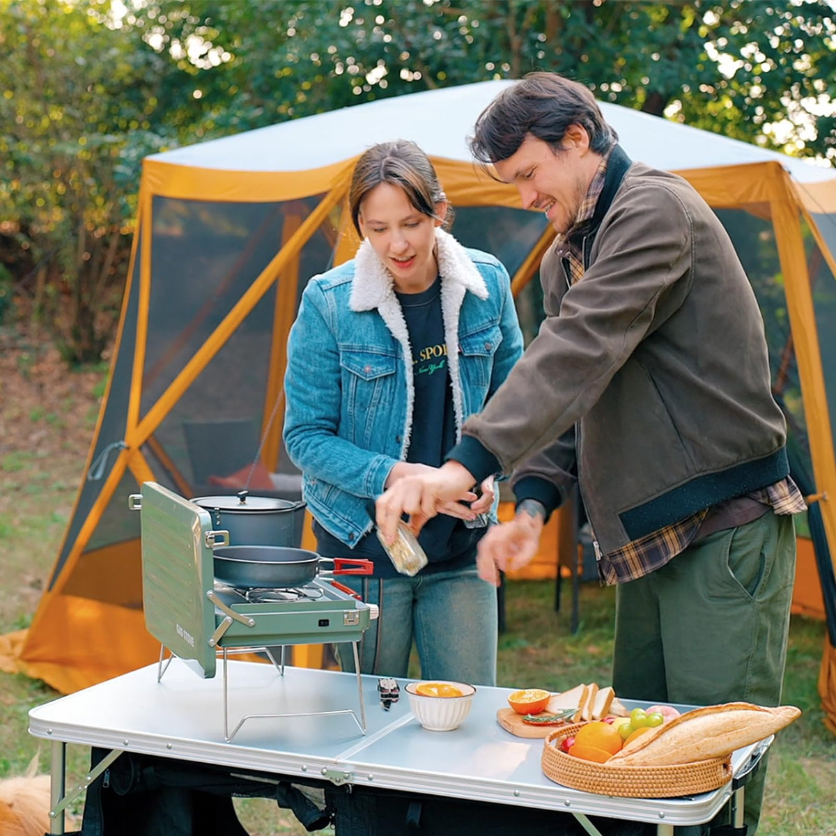 Folding Camping Table with Storage V3669