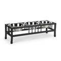 Black 3 Bowl Metal Raised Pet Feeder A992977