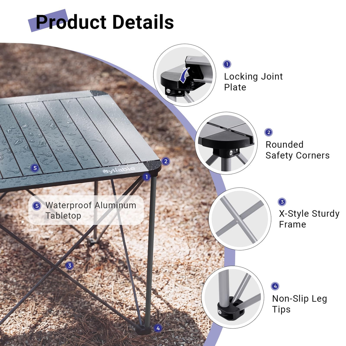 Camping Square Folding Aluminum Table W2602