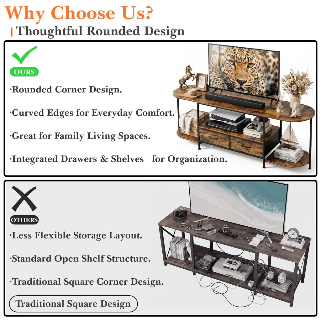 63" TV Stand with 2 Fabric Drawers E597