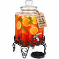 2.5 Gallon Glass Beverage Dispenser with Stand and Stainless Steel Spigot W771