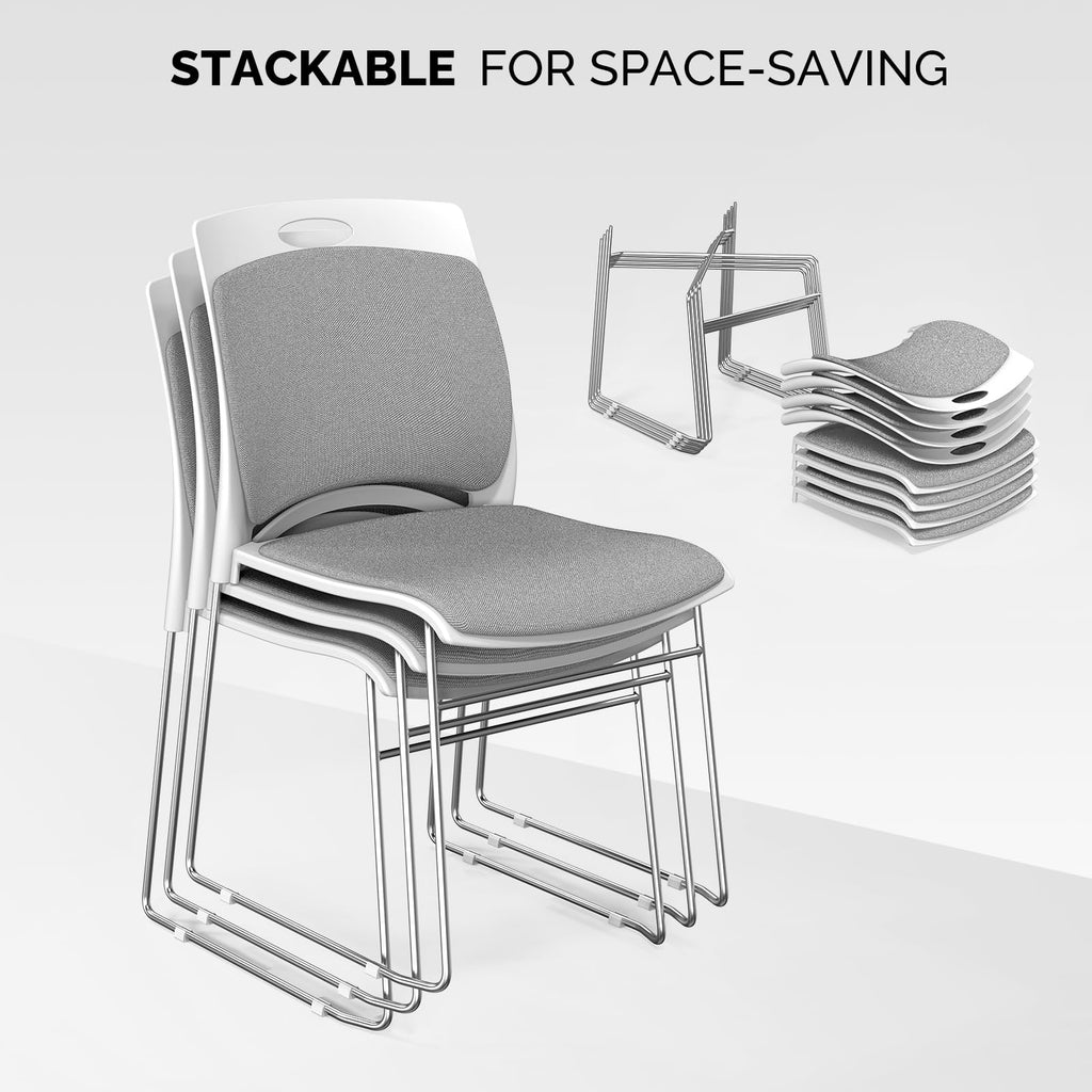 Grey Plastic Mesh Padded Stackable Chairs Set of 8 M18138