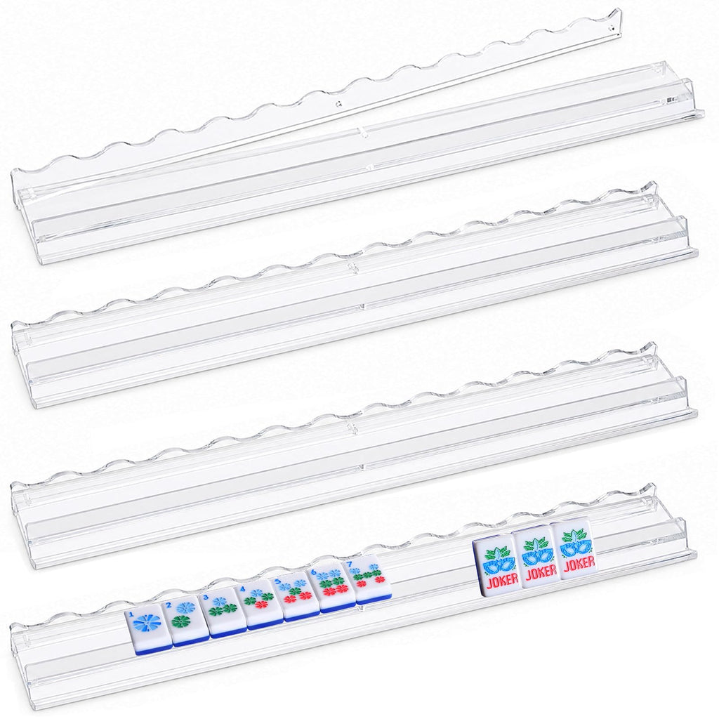 4-Pack Clear Acrylic Mahjong Racks with Pushers 19.7" U46587