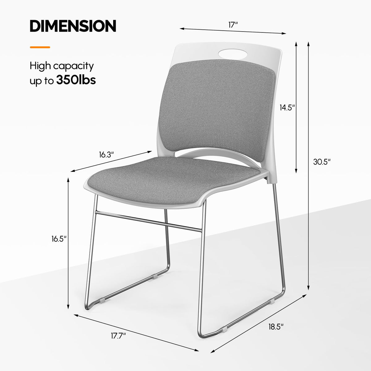 Grey Plastic Mesh Padded Stackable Chairs Set of 8 M18138